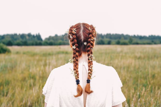 cute school double braids on girl