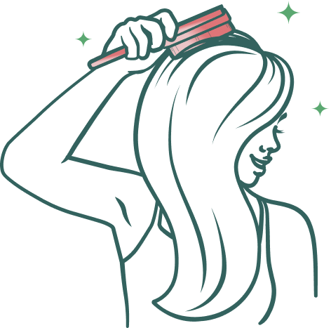 Woman post-styling her hair with dry shampoo.