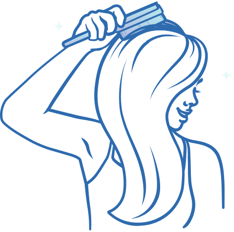 Woman post-styling her hair with dry shampoo.